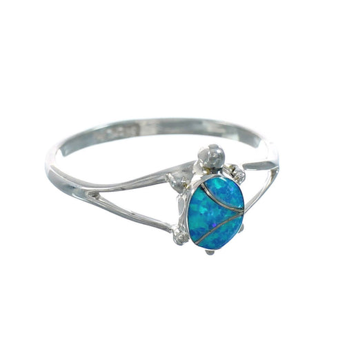 Native American Zuni Opal Sterling Silver Turtle Ring Size 9-3/4 X11133